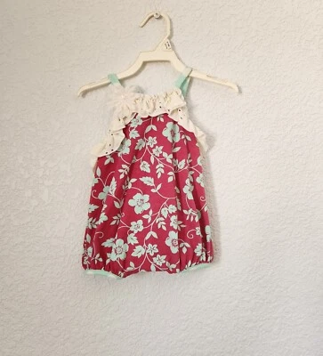 Peaches N Cream Baby Girl Bodysuit Size 6/9 Pink/Green Floral New With Tags  - Image 1 of 4