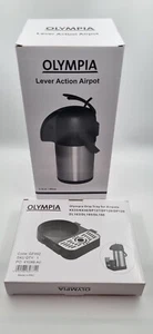 Olympia Pump Action Stainless Steel Double Wall Airpot, 2.5 Litre & Drip Tray - Picture 1 of 2