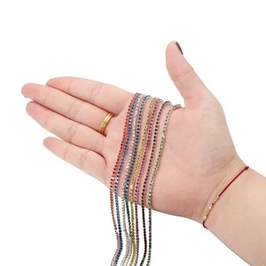 2 yardas SS8 (2,4 mm) color plata cristal estrás cierre cadena borde para coser - Imagen 1 de 18