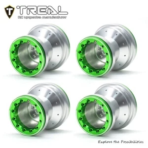 Losi MINI LMT Treal Set Ruote Perline Alluminio Lavorate - Argento/Verde - Foto 1 di 1
