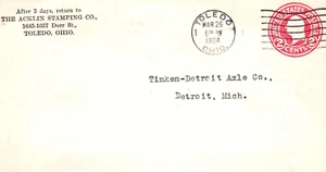 Acklin Stamping Company Toledo OH Ohio Postbrief - Bild 1 von 3