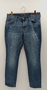 Pantalones de mezclilla para mujer Old Navy 10 cortos curvilíneos pierna recta tiro medio desgastados elásticos - Imagen 1 de 6