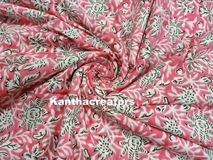 Pure Cotton Running Fabric Block Print Dressmaking Sewing Voile Fabric 5 Yard - Picture 1 of 5