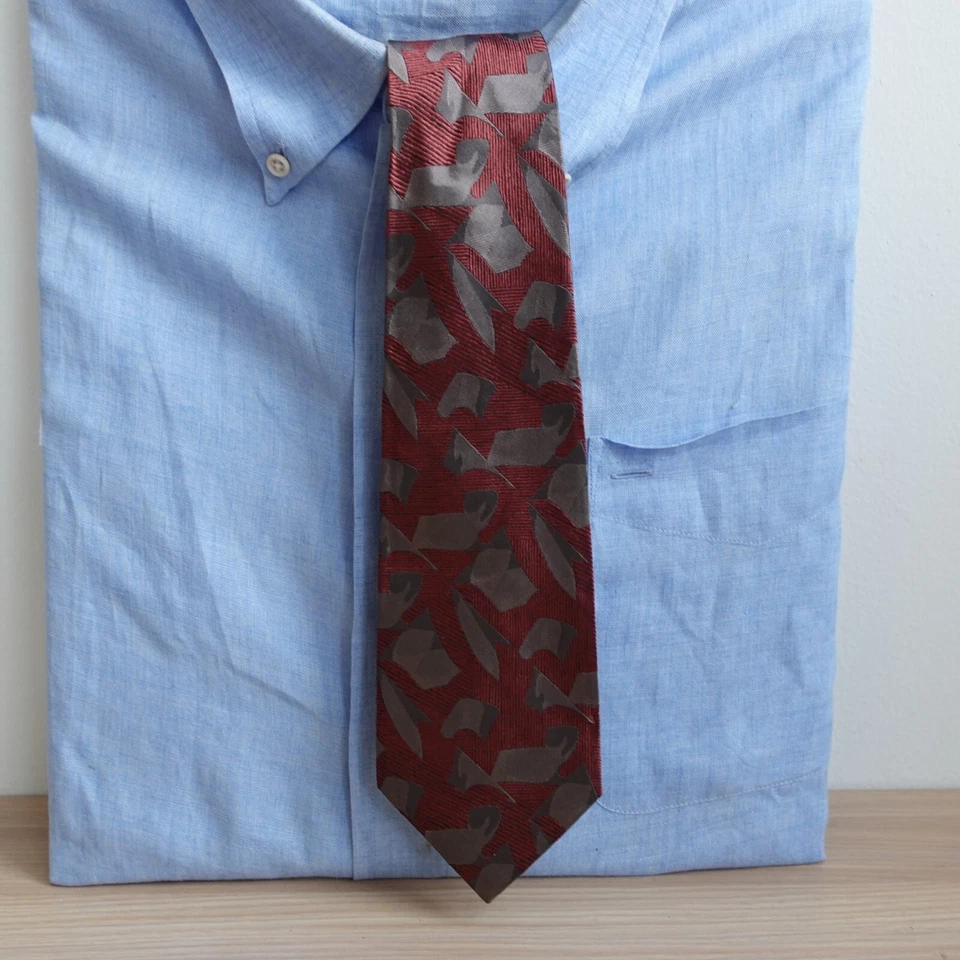 Pierre Cardin Париж шеи галстук мужской красный серый Geo шелк официальный шикарный костюм парижский - Изображение 1 из 4