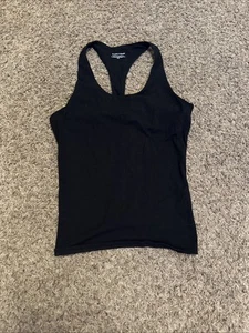 Eileen Fisher Size Med Organic Cotton Blend Racerback Shelf Bra Tank in Black - Picture 1 of 6
