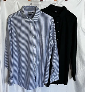 Paket 2-Croft Barrow Preswick Morre Shirts Langarm schwarz blau gestreift 2xl 36/37 - Bild 1 von 12