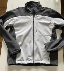 North Face Jacket Mens Medium Gray Softshell Full Zip Outdoors Windbreaker Coat - Picture 1 of 5