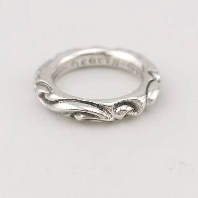 Vintage 1994 Chrome Hearts Sterling Silver 4.4"mm Scroll Band Ring Size 7 - Image 1 of 4