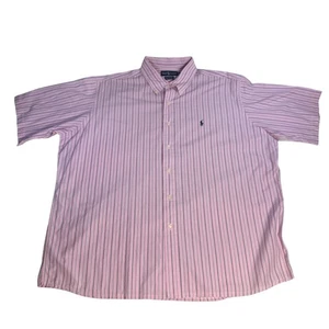 Ralph Lauren Ellington Short Sleeve Striped Button Up Shirt Mens XXL Pink Green - Picture 1 of 12