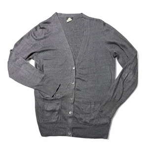 J. Crew Gray Linen Knit Cardigan with Pockets size Medium - Picture 1 of 9