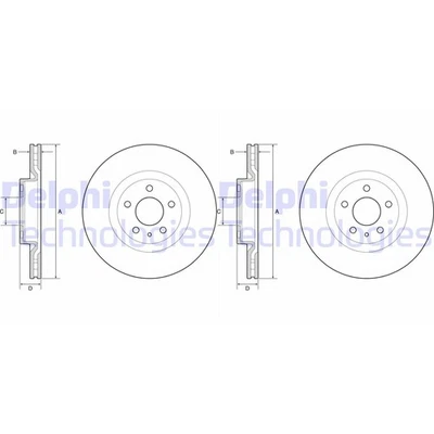 2X DELPHI Dischi Freno 284mm Ventilato Frontale Adatto a Fiat 500L BG4654C - Immagine 1 di 2