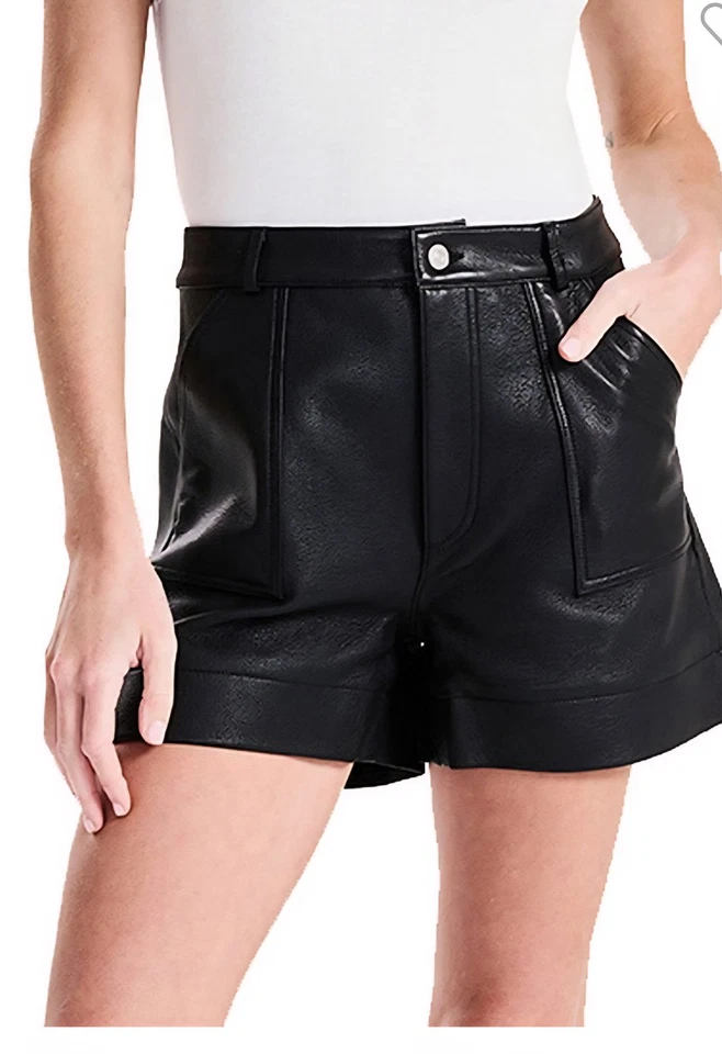 Ena Pelly Danielle Textured Leather Shorts Black Size 12 BNWT - image 1 of 4