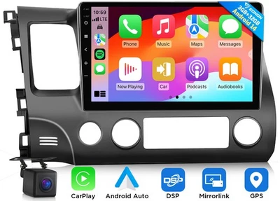 CAM+Android 14 HCIV1X7 10.1" Car Radio Stereo GPS Navi WiFi For Honda Civic 2008 - Image 1 of 4