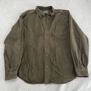 Woolrich Flanell Herren L Olivgrün Langarm Knopfleiste 100% Baumwolle - Bild 1 von 7