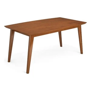 Draper WOOD and Rubberwood 66x40"Rectangle Modern Dining Table in TeakBrown - Picture 1 of 9