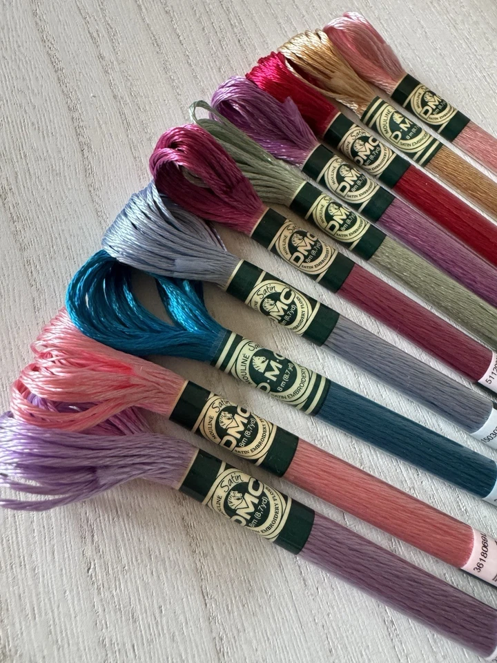 DMC Satin Embroidery Floss~Lot of 10 Skeins~Assorted Bright Colors~Brand New! - Image 1 of 4