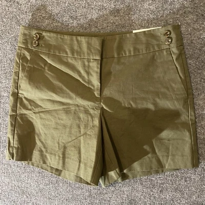 Ann Taylor 6 pulgadas corto verde oliva talla 8 tiro medio NUEVO NUEVO CON ETIQUETAS Preppy informal Foto 1 de 4
