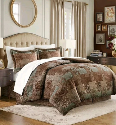 Galleria Brown Queen Size 4 PC Set Comforter, 2 Shams, Skirt By Croscill - Image 1 of 4