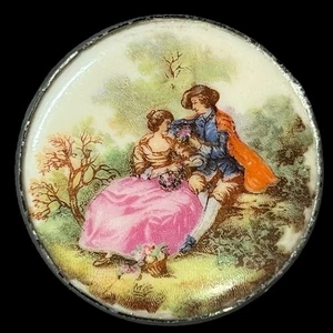 Rundes Porzellan umwerbendes Paar Medaillon Metallrücken für Handwerk Mehrzweck 1-7/8 Zoll - Bild 1 von 7