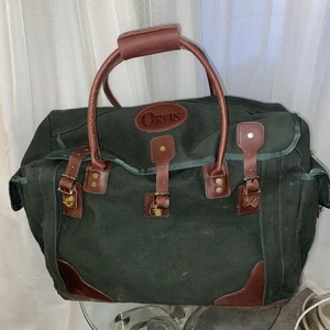 Vintage Orvis Battenkill Reisetasche grün Canvas Leder Messing groß toll! - Bild 1 von 18