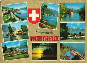 Postcard Switzerland Souvenir of Montreux 8 Views - Picture 1 of 2