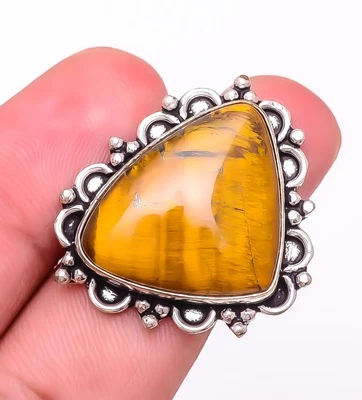 Anillo de joyería enchapado en plata ojo de tigre amarillo natural 6 (9266) T1634 F253 Foto 1 de 4