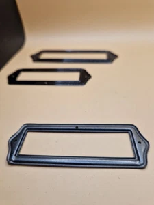 Antik Etikettenhalter 90-130mm SCHWARZ Vintage Etikettenrahmen Altbestand - Bild 1 von 8