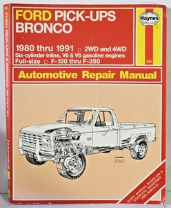 Haynes Ford Pick-Ups Bronco 1980-1991 Automotive Repair Manual #880 - Imagen 1 de 8