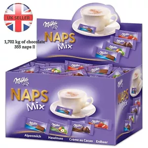 Milka 355 Naps,Mini chocolate,Milk,Hazelnut,Strawberry,Cocoa,Loaded Box 1.7kg - Picture 1 of 3