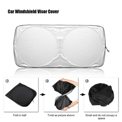 Car Folding Jumbo Front Window Sun Shade Windshield Block Cover Sunshade - Image 1 of 4
