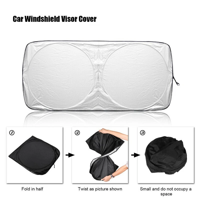 Car Folding Jumbo Front Window Sun Shade Windshield Block Cover Sunshade - Image 1 of 4