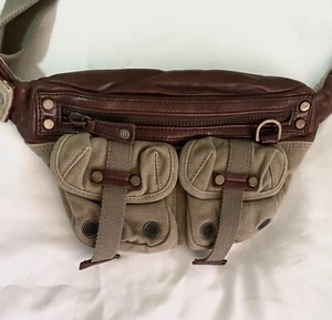 Marsupio Diesel marsupio cintura vita tracolla tela pelle vintage - Foto 1 di 9