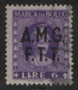 Estampilla de ingresos fiscales AMG Trieste, FTT F26 usada, en muy buen estado - Imagen 1 de 1