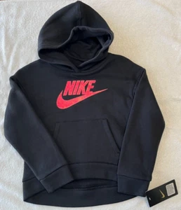 NWT Girls Nike Size 6X LG 116-122 CM 6-7 YRS Black Hoodie Sweatshirt Pullover - Picture 1 of 10