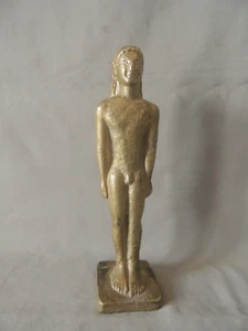Greek brass carved statue Kouros nude male - Picture 1 of 8