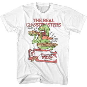 The Real Ghostbusters Cartoon Slimer Eating Pizza Men's T Shirt - Picture 1 of 5