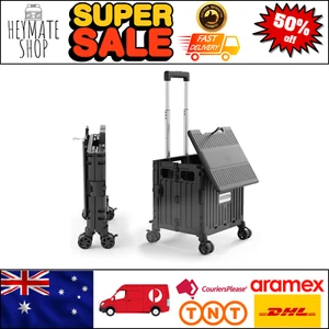Viviendo 65L Foldable Shopping Trolley Cart with Wheels & Handle, Black - Picture 1 of 10