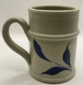 Vintage Williamsburg Pottery Salt Glazed Cobalt Blue Leaves Coffee/Tea Mug - Picture 1 of 8