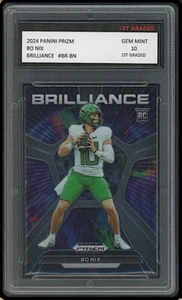 Bo Nix 2024 Panini Prizm Brilliance 1st Graded 10 NFL Rookie Card # BR-BN - Bild 1 von 1