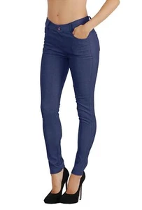 Women's Jean Look Cotton Blend Jeggings Tights Slimming Full Lenght Capri Ber... - Picture 1 of 9