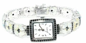 $2,750 9.10CT NTURAL BLACK ONYX & OPAL .925 STERLING SILVER WOMEN'S WATCH - Picture 1 of 12