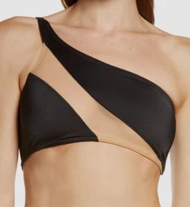 Norma Kamali NUDE/BLACK Snake Mesh Bikini Swim Top, US Medium - Picture 1 of 4