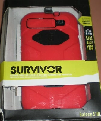 Funda Griffin Survivor y clip para cinturón para Samsung Galaxy S III, Rojo y Negro, Nuevo Foto 1 de 3