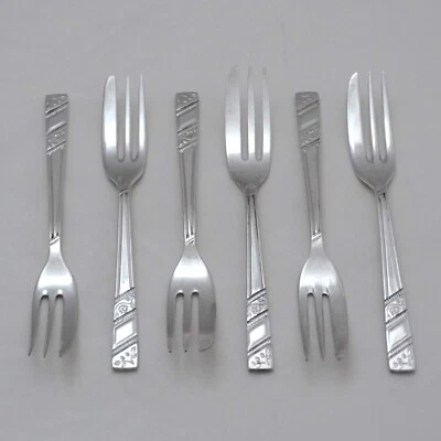 SILVER ROSE Design Viners of Sheffield Silver Service Cubiertos Seis tenedores de pastelería Foto 1 de 3
