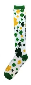 St. Patrick's Day Damen KNIEHOHE SOCKEN - GOLD/GRÜN KLEEBLÄTTER - Größe 9-11 - Bild 1 von 1