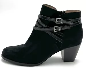 Life Stride Ankle Boots Womens 9W Velocity 2.0 Jezebel Black Faux Suede Zipper - Picture 1 of 16