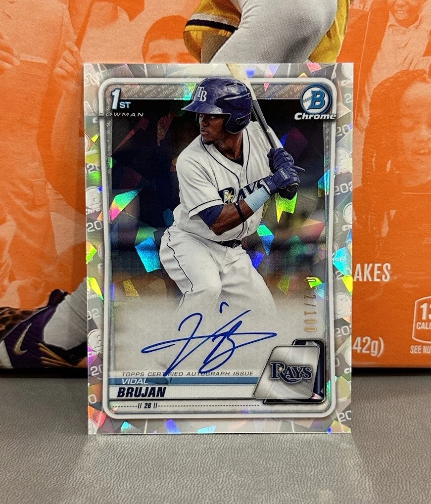 Vidal Brujan 2020 Bowman Chrome 1st #d /100 Auto Atomic Refractor #CPA-VB Rays