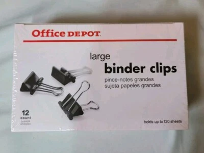 Clips de carpeta Office Depot GRANDES, grandes, 2" de ancho, negros, caja de 12 Foto 1 de 3