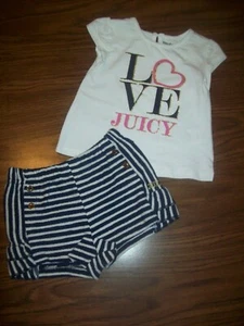 Bebé Niñas JUICY COUTURE Camisa y Pantalones Cortos Conjunto - Talla 18 Meses Nuevo Con Etiquetas Precio de venta sugerido por el fabricante $60 - Imagen 1 de 4