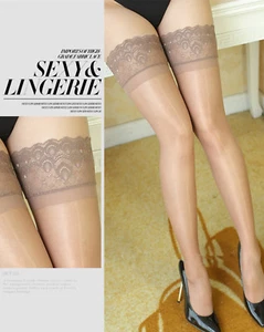 Women Sexy Glossy Thigh High Lace Top Sheer Stockings Stay On Pantyhose Tights - Picture 1 of 17